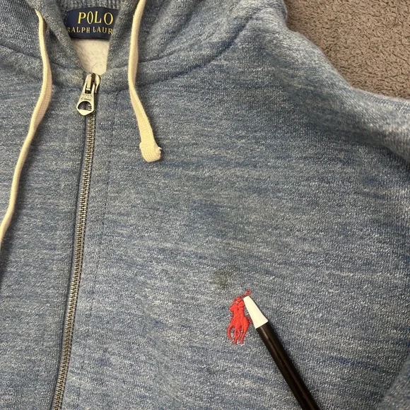 polo Ralph Lauren mens hoodie full zip blue jacket size large pony embroidered - Picture 2 of 12